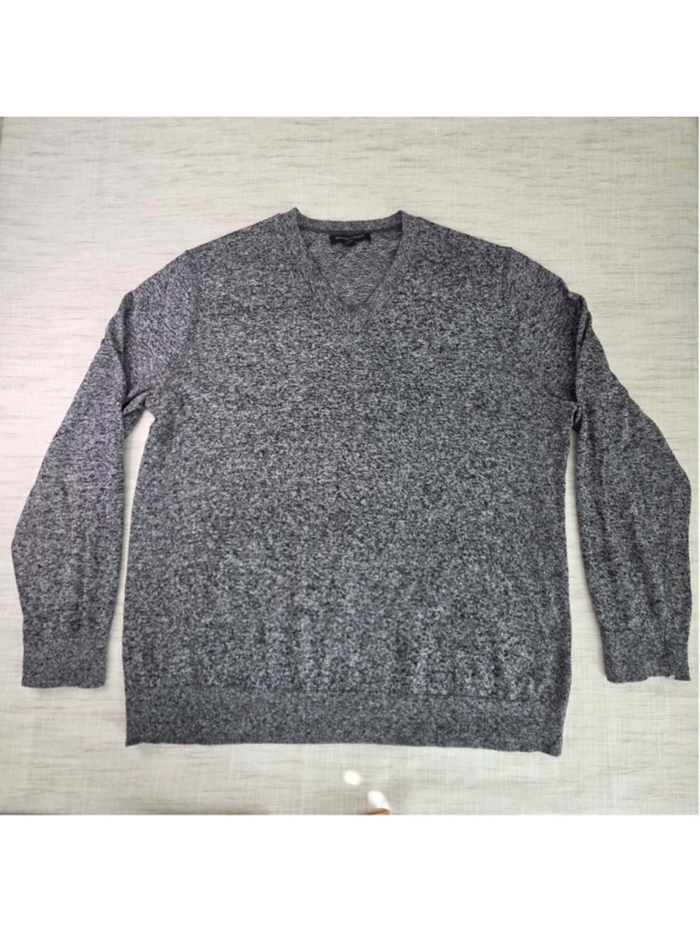 Men's Banana Republic V-Neck Sweater XL Grey Black Marled Knit